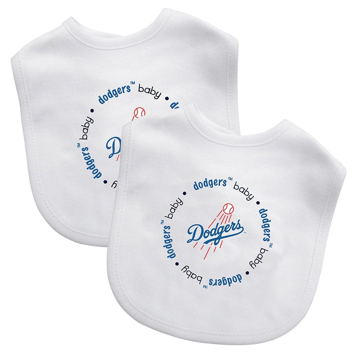 Los Angeles Dodgers Baby Bibs 2-Pack Cotton Polyester Unisex Embroidered White Image 1