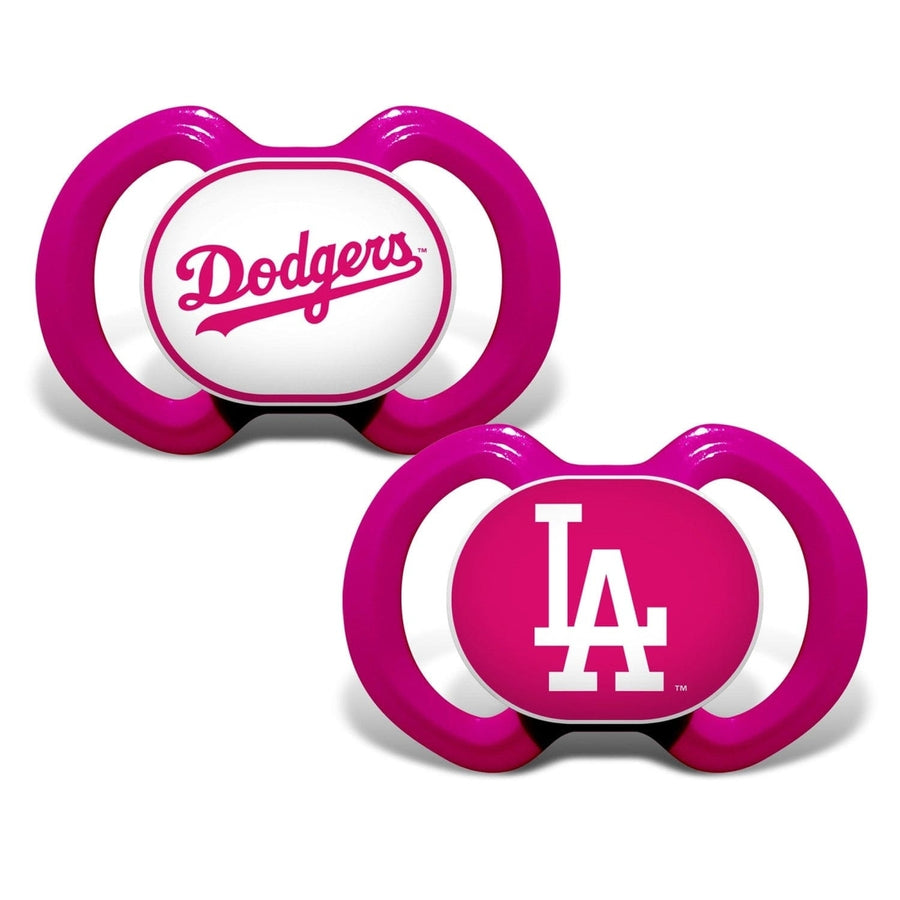 Los Angeles Dodgers Pink Pacifier 2-Pack Orthodontic Silicone BPA-Free Baby Gear Image 1