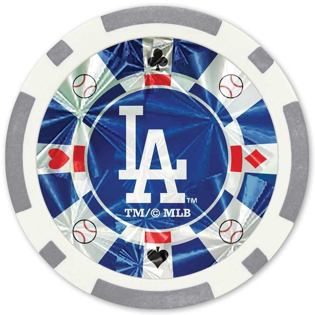 Los Angeles Dodgers 20 Piece Casino Poker Chip Set Silver Collectors Edition Image 2