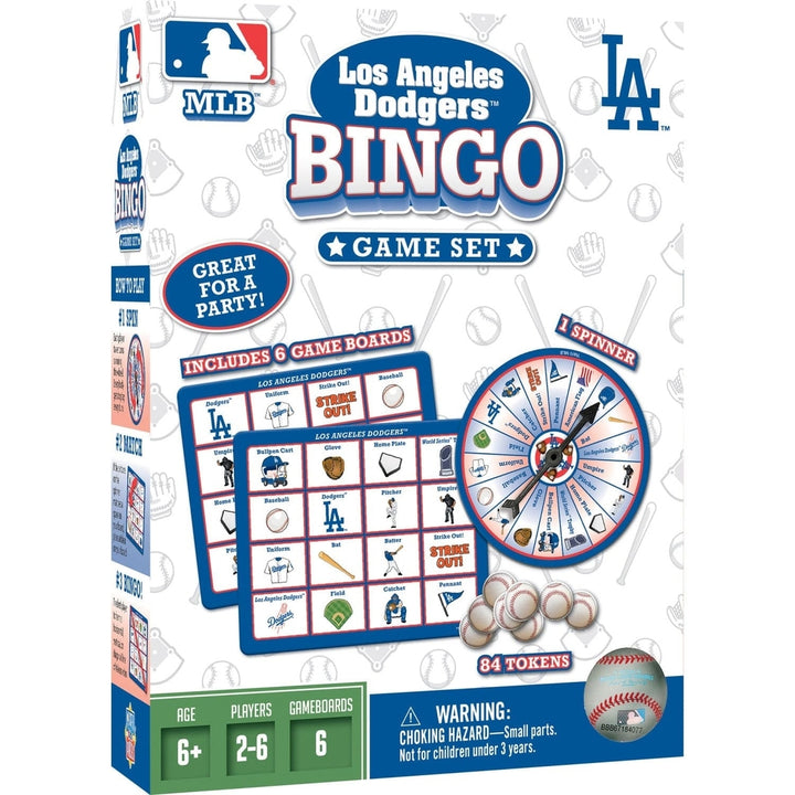 Los Angeles Dodgers Bingo Game MLB Family Fun Ages 3 and Up 6 Boards 84 Tokens Image 1