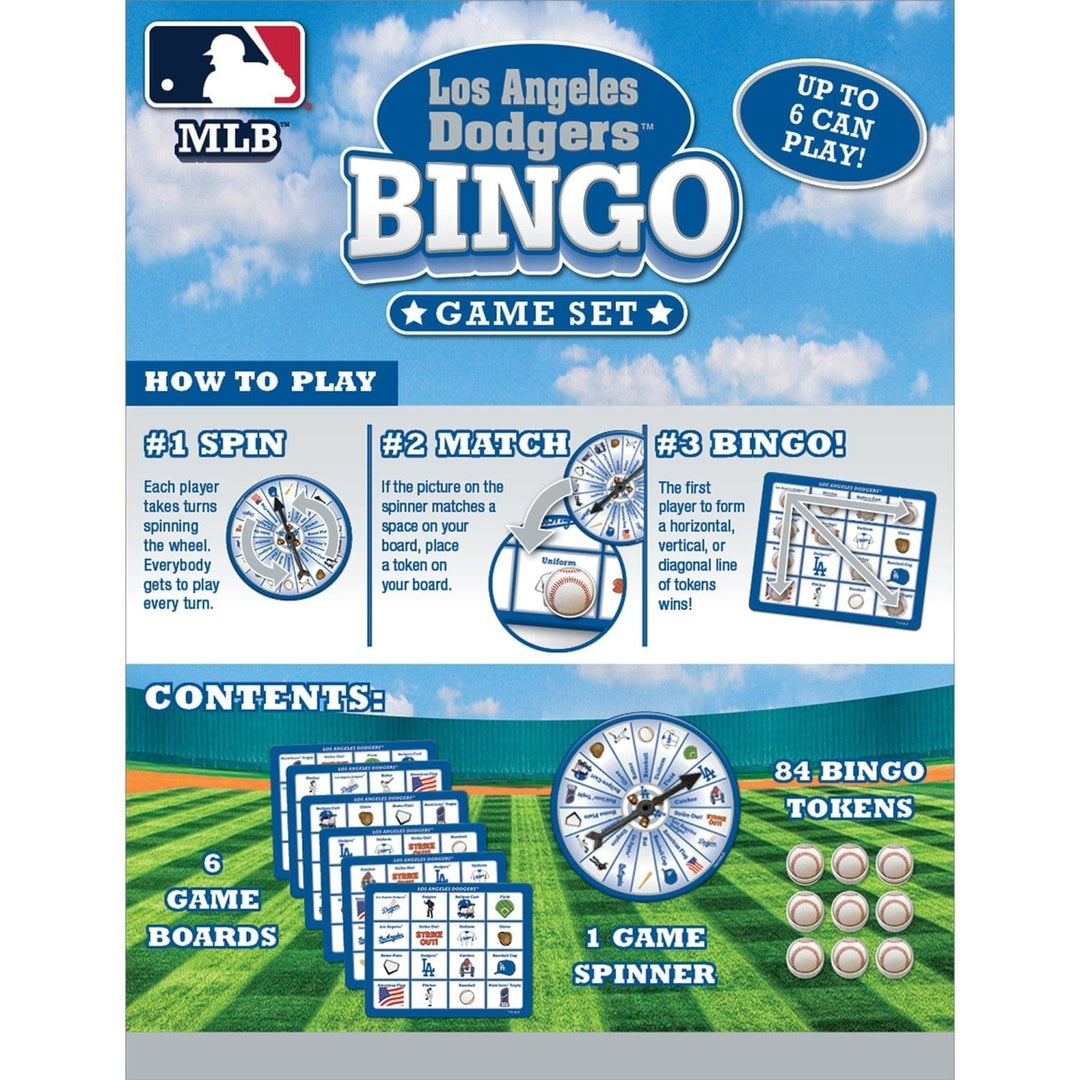 Los Angeles Dodgers Bingo Game MLB Family Fun Ages 3 and Up 6 Boards 84 Tokens Image 3