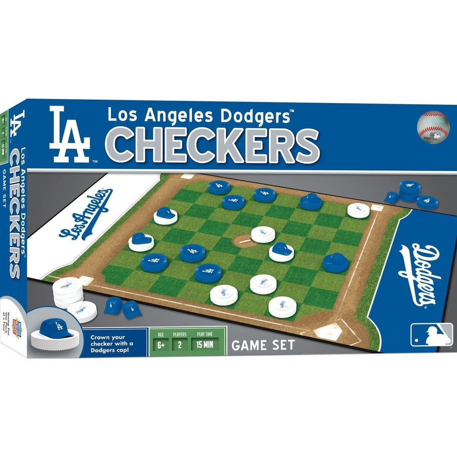 Los Angeles Dodgers MLB Checkers Board Game 24 Pieces 13x21 Inches Fun Family Game Image 1