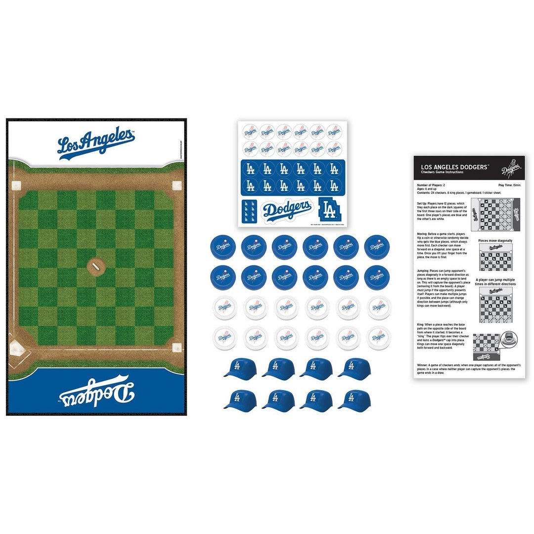 Los Angeles Dodgers MLB Checkers Board Game 24 Pieces 13x21 Inches Fun Family Game Image 2