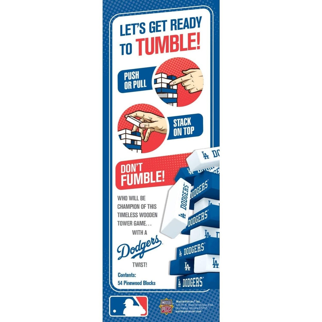 Los Angeles Dodgers Tumble Tower Wooden Game 54 Team Blocks MLB Challenge Image 3