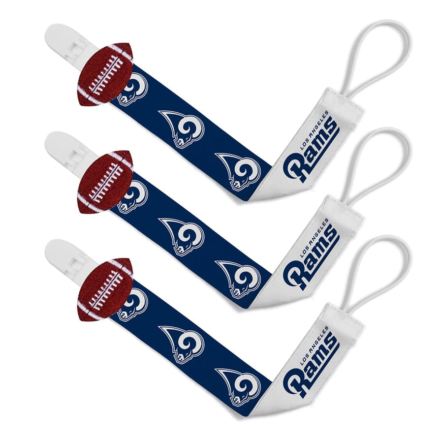 Los Angeles Rams Pacifier Clip 3-Pack Official NFL Baby Accessories Team Colors Image 1