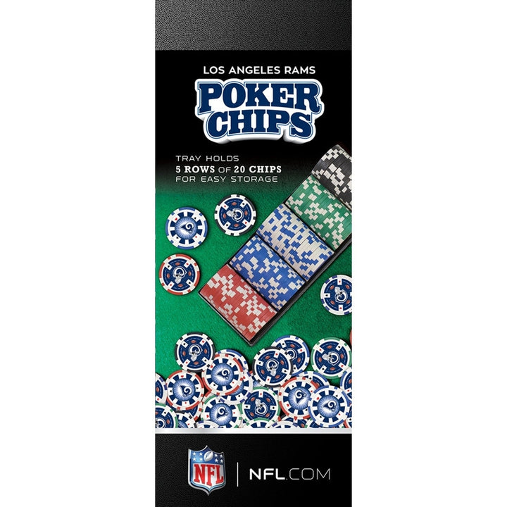 Los Angeles Rams 100 Piece Poker Chips Casino Style Heavy 11.5g Cards Set Image 2