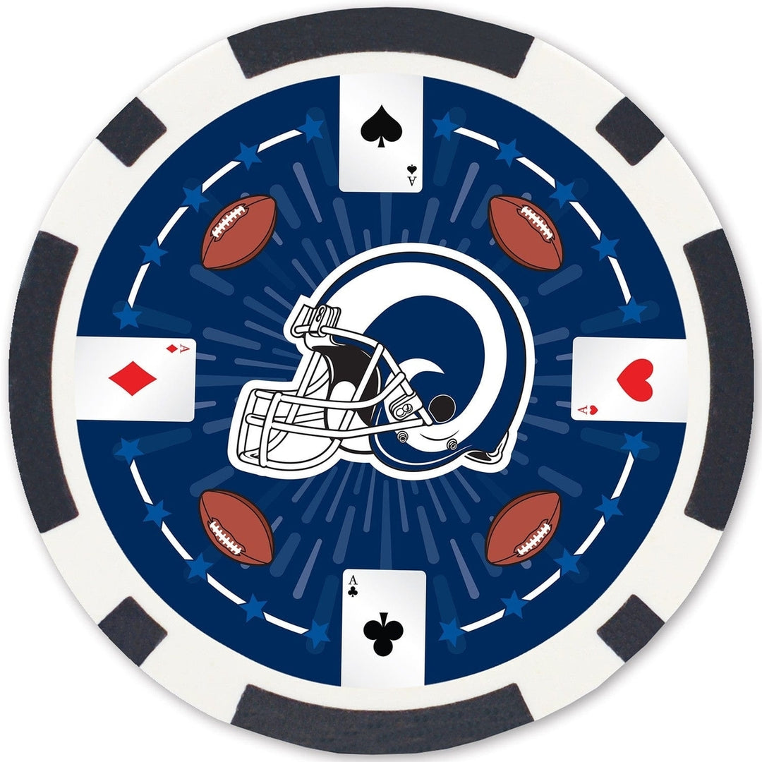 Los Angeles Rams 100 Piece Poker Chips Casino Style Heavy 11.5g Cards Set Image 4