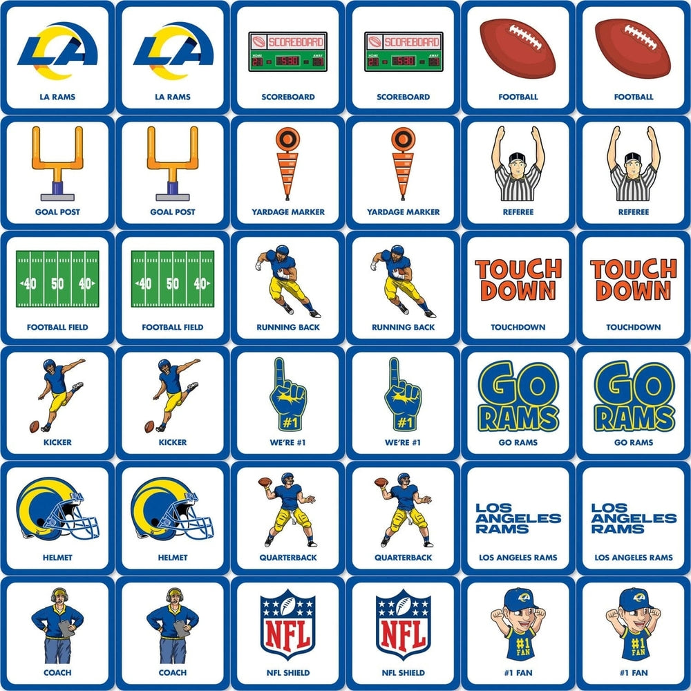 NFL Los Angeles Rams Matching Game Family Fun Game 18 Symbol Pairs Durable Cards Image 2