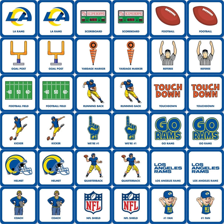 NFL Los Angeles Rams Matching Game Family Fun Game 18 Symbol Pairs Durable Cards Image 2