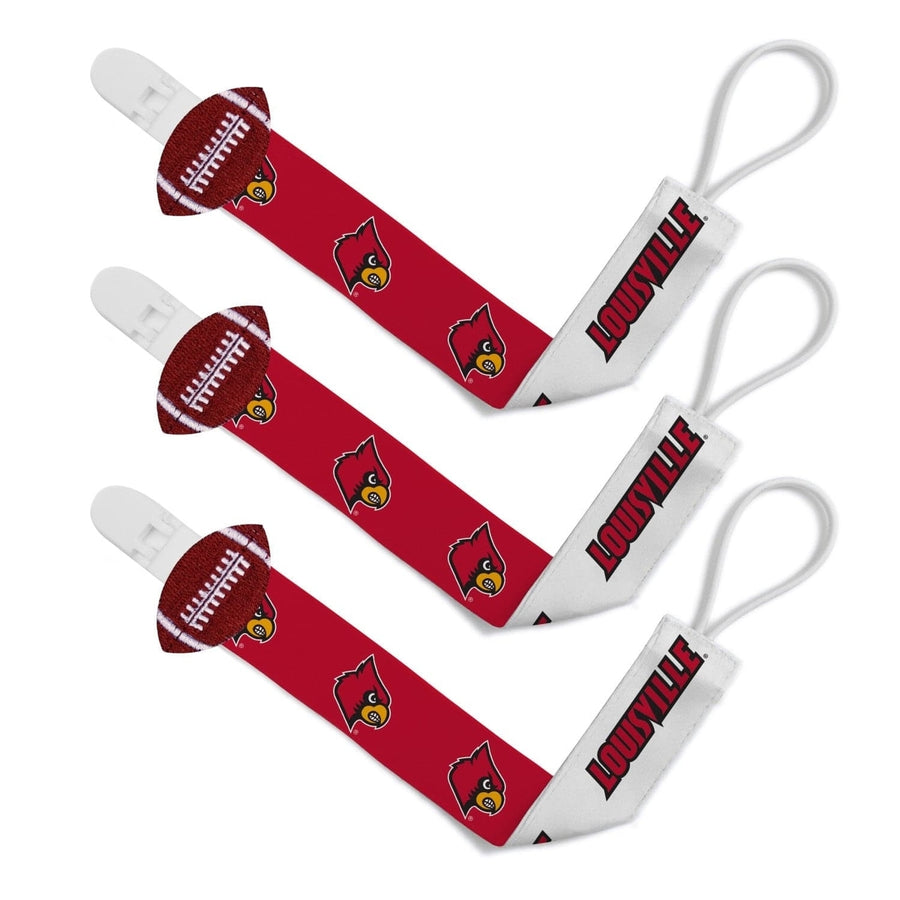 Louisville Cardinals Pacifier Clip 3-Pack Officially Licensed Team Colors Image 1