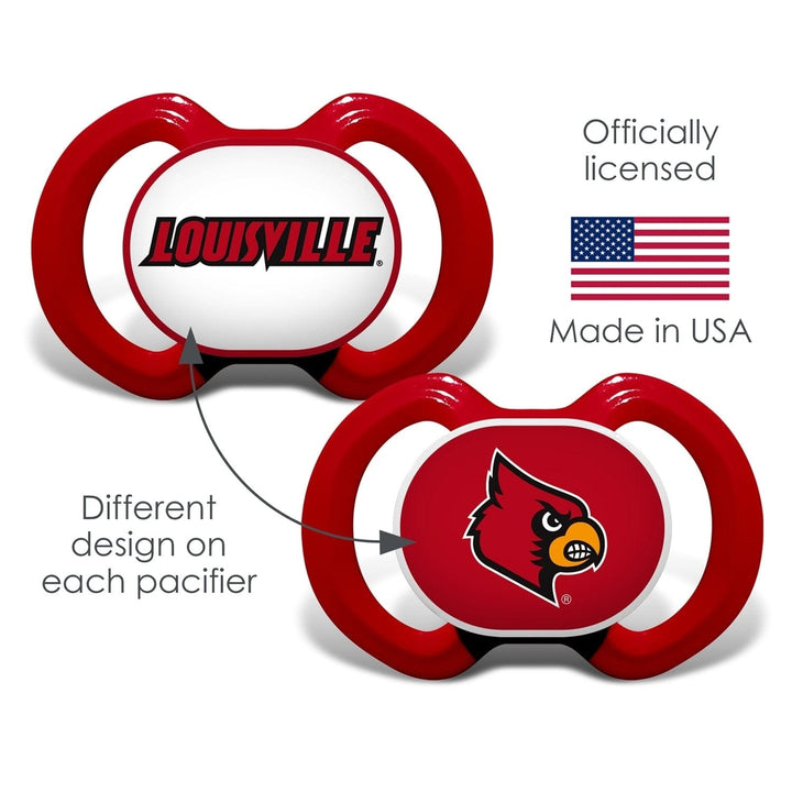 Louisville Cardinals Pacifier 2-Pack NCAA Team Colors BPA-Free Silicone Nipple Image 3