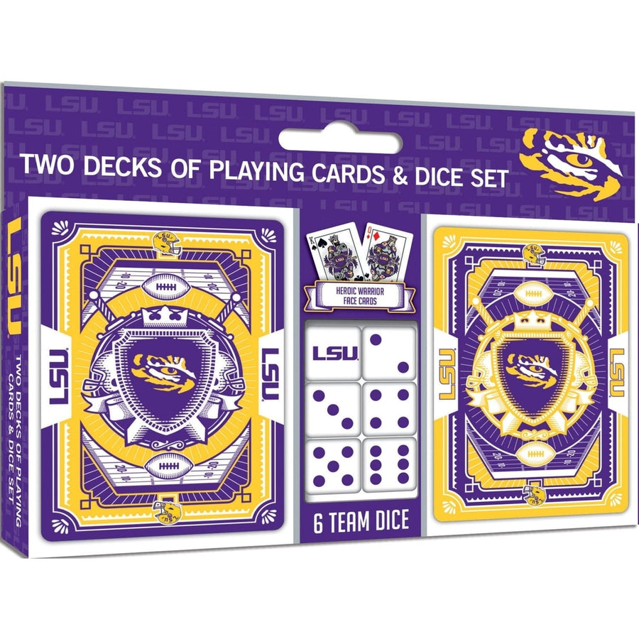 LSU Tigers Playing Cards and Dice Set NCAA 2-Pack Casino Style Game Night Image 1