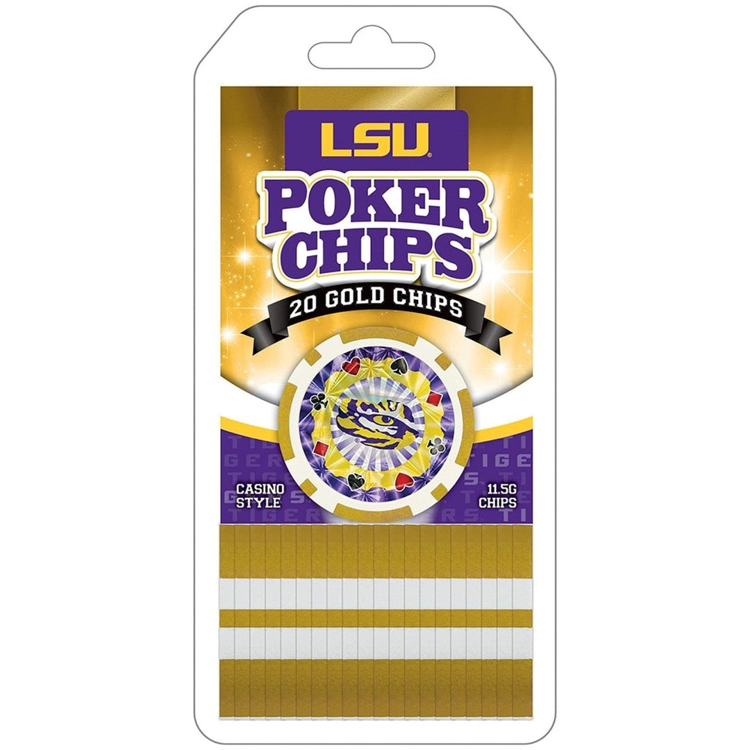 LSU Tigers 20 Piece Silver Poker Chips NCAA Casino Style Set Collector Edition Image 1