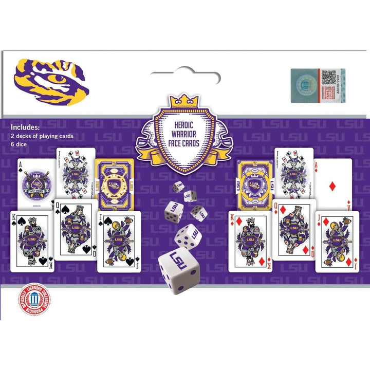 LSU Tigers Playing Cards and Dice Set NCAA 2-Pack Casino Style Game Night Image 3