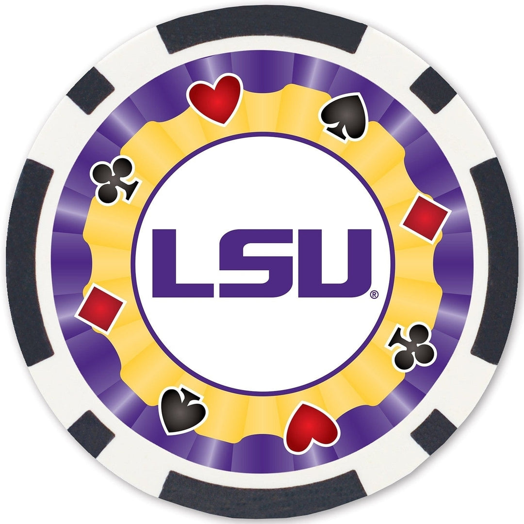 LSU Tigers 100 Piece Casino Style Poker Chips Officially Licensed NCAA Set Image 3