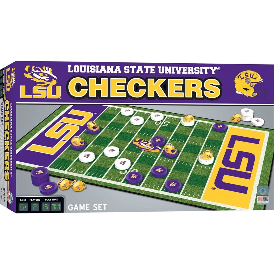 LSU Tigers Checkers Board Game NCAA Officially Licensed 24 Pieces King Helmets Image 1