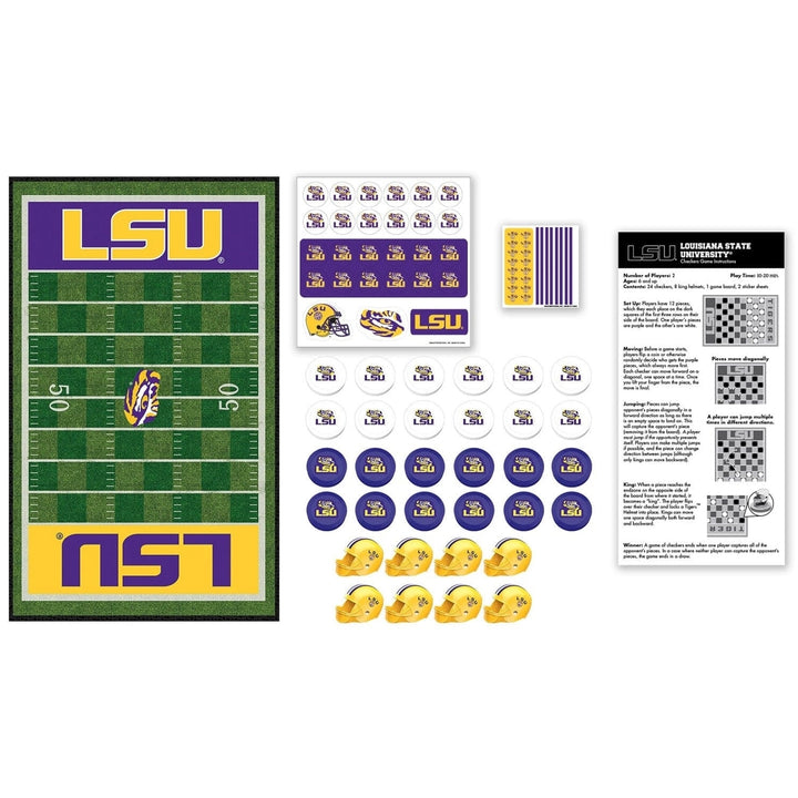 LSU Tigers Checkers Board Game NCAA Officially Licensed 24 Pieces King Helmets Image 2