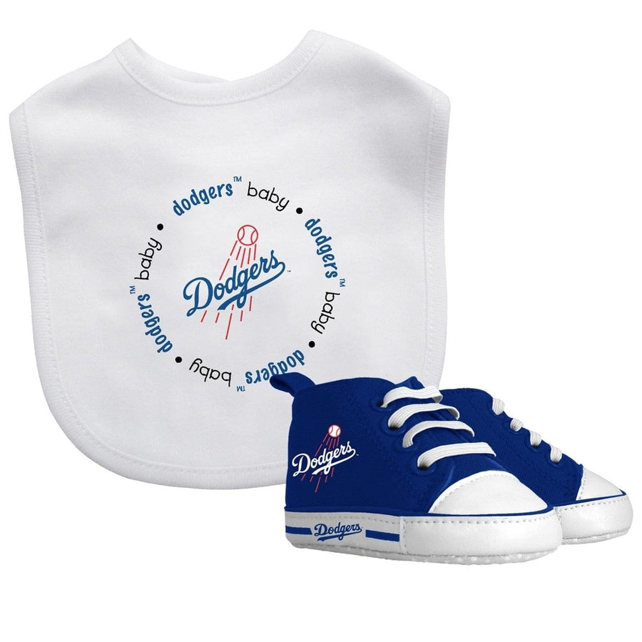 Los Angeles Dodgers Baby Gift Set 2 Piece Bib Pre-Walkers Team Logo Cotton Image 1