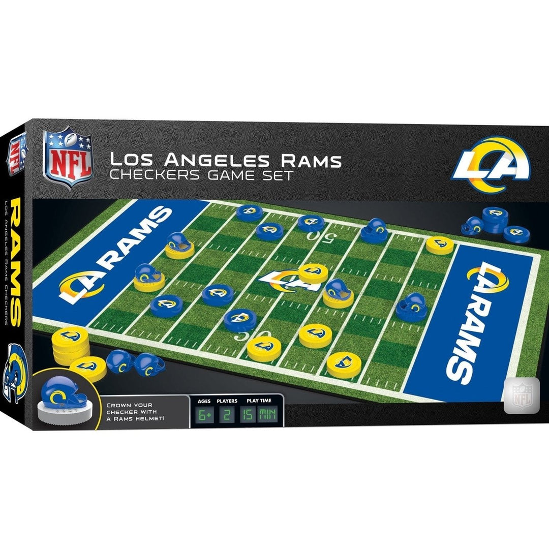 Los Angeles Rams Checkers Game NFL Board Game 24 Pieces Football Helmets Image 1