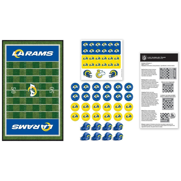 Los Angeles Rams Checkers Game NFL Board Game 24 Pieces Football Helmets Image 2