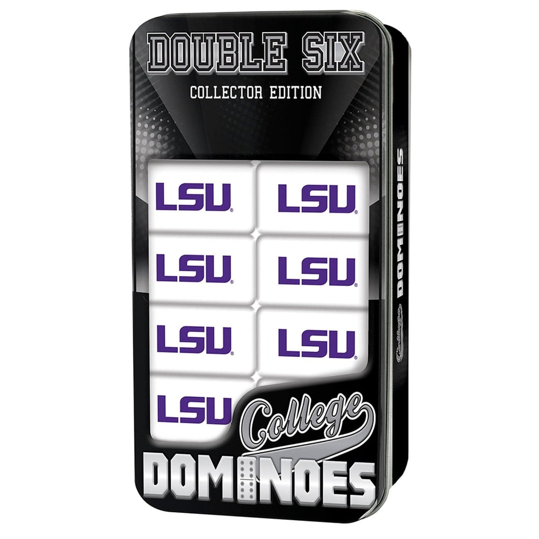 LSU Tigers Dominoes Set Officially Licensed 28 Resin Dominoes Collectible Tin Image 1