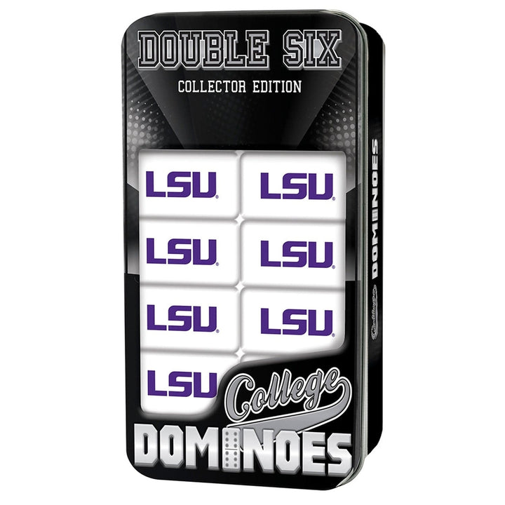 LSU Tigers Dominoes Set Officially Licensed 28 Resin Dominoes Collectible Tin Image 1