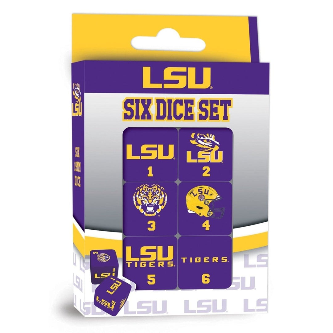 LSU Tigers Dice Set 19mm 6-Piece D6 Gaming Dice Officially Licensed Team Colors Image 1