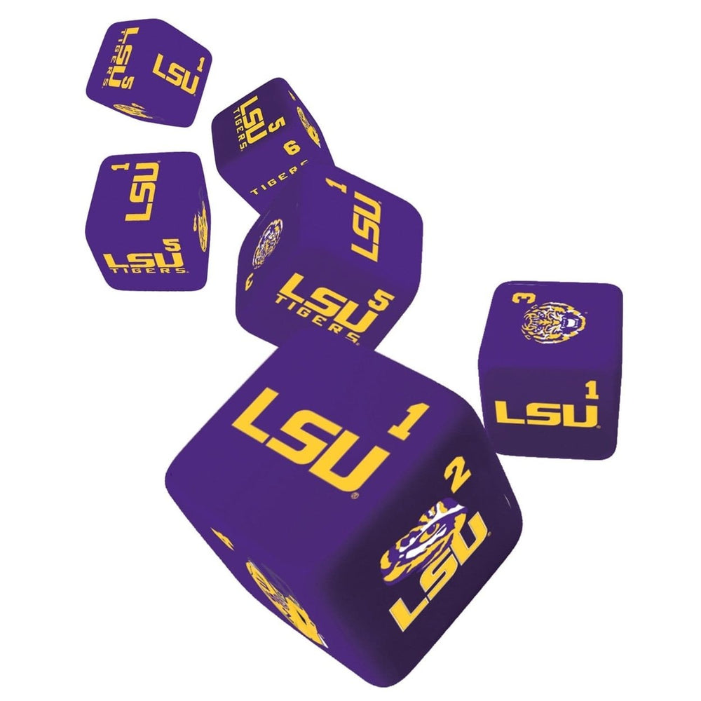 LSU Tigers Dice Set 19mm 6-Piece D6 Gaming Dice Officially Licensed Team Colors Image 2