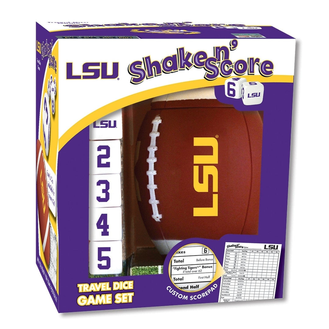 LSU Tigers Shake N Score Dice Game Official NCAA Travel Dice Game for Fans Image 1