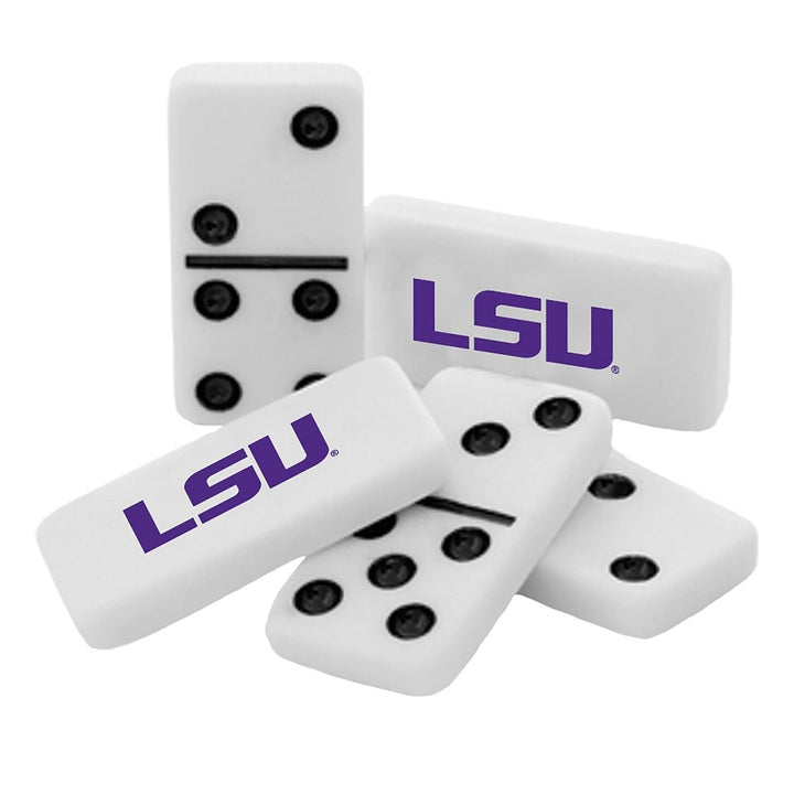 LSU Tigers Dominoes Set Officially Licensed 28 Resin Dominoes Collectible Tin Image 2