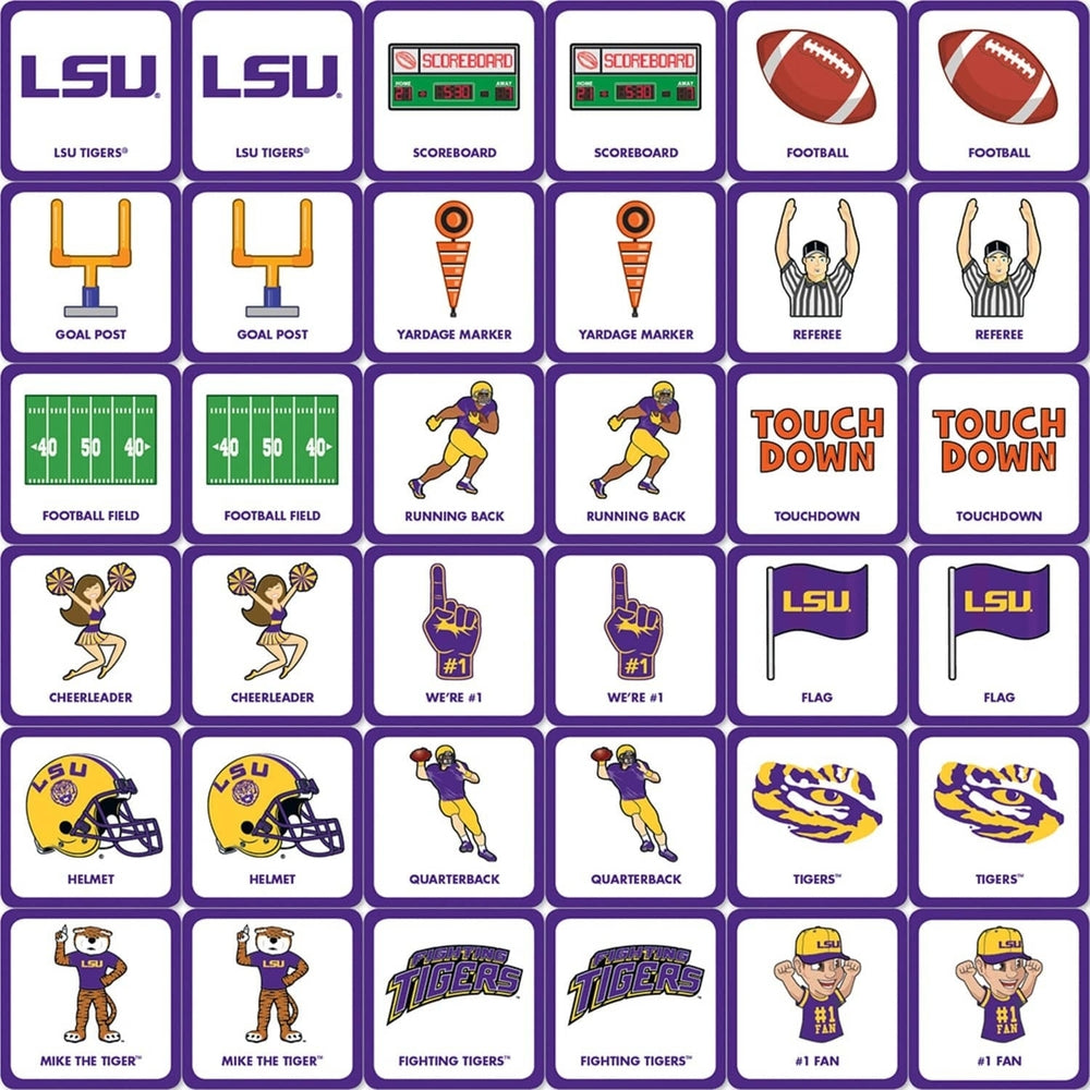 NCAA LSU Tigers Matching Game Family Card Game 18 Pairs Officially Licensed Image 2