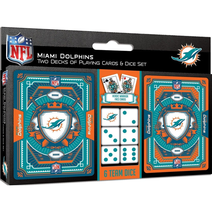 Miami Dolphins Playing Cards and Dice Set NFL Team Logo Custom Designs Image 1