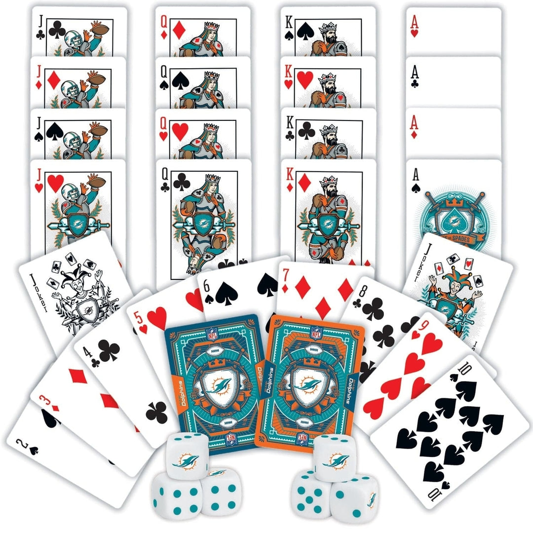 Miami Dolphins Playing Cards and Dice Set NFL Team Logo Custom Designs Image 2