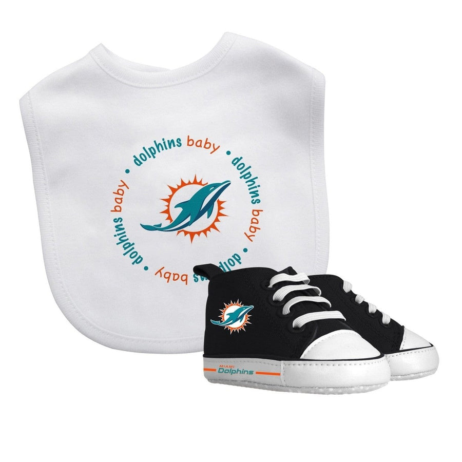 Miami Dolphins Baby Gift Set 2 Piece Bib and Pre-Walkers Team Logo Unisex Image 1