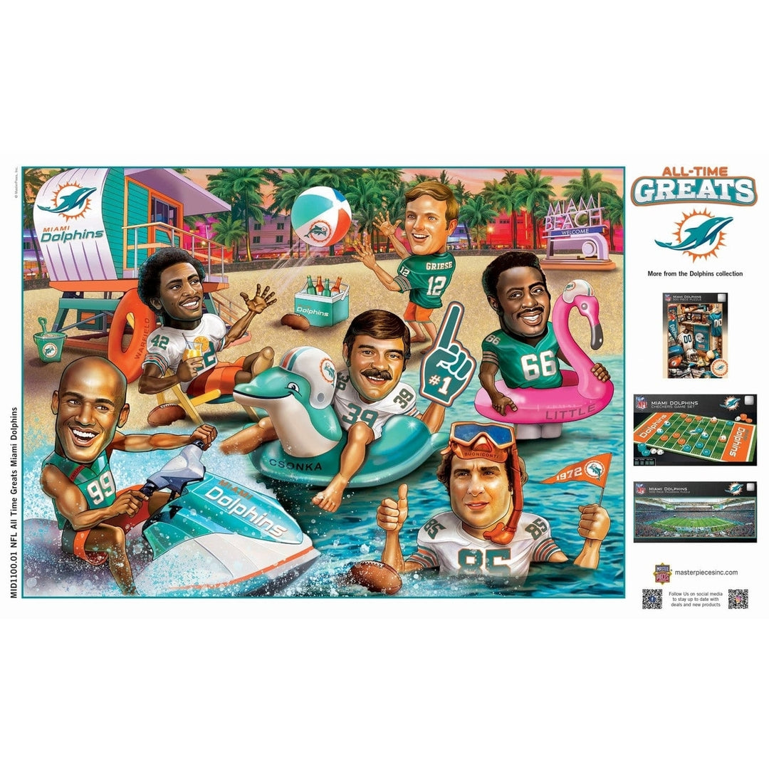 Miami Dolphins 500 Piece Jigsaw Puzzle NFL All Time Greats Recycled Material Image 4