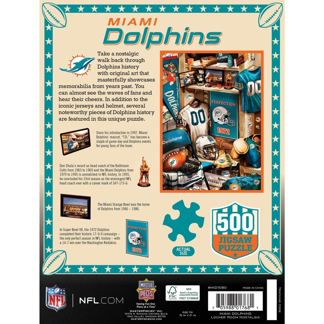 Miami Dolphins - Locker Room 500 Piece Jigsaw Puzzle Image 3