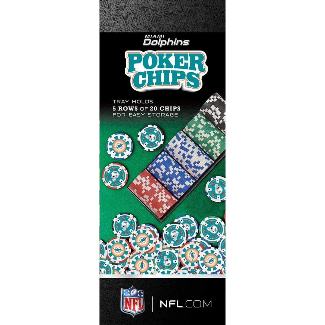 Miami Dolphins Poker Chips Set 100 Casino Style 11.5g MasterPieces NFL Image 2