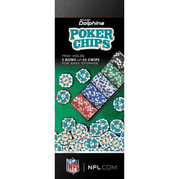 Miami Dolphins Poker Chips Set 100 Casino Style 11.5g MasterPieces NFL Image 2