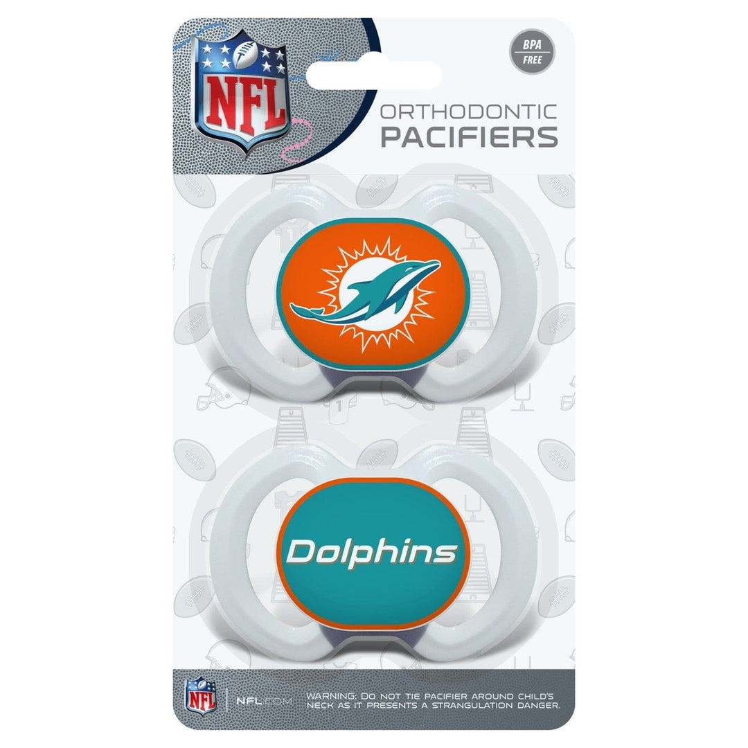 Miami Dolphins Pacifier 2-Pack NFL Silicone BPA-Free Infant Soothe 3M+ Image 2