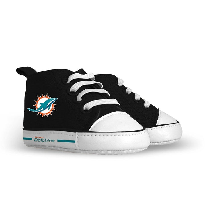 Miami Dolphins Baby Shoes High Top Pre-Walkers Unisex Soft Fabric Grippers Image 1