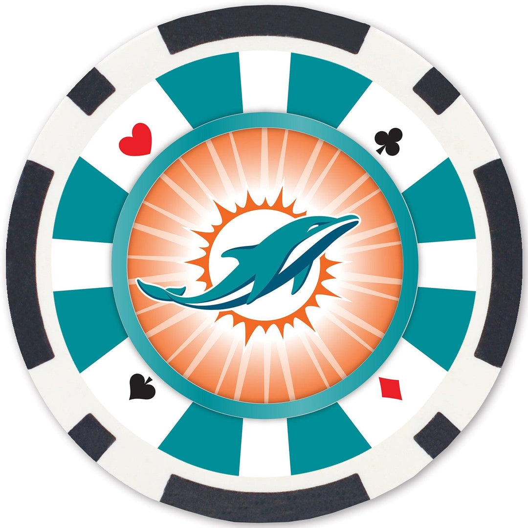 Miami Dolphins Poker Chips Set 100 Casino Style 11.5g MasterPieces NFL Image 3