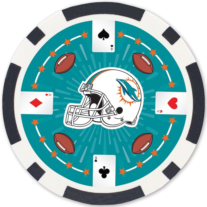 Miami Dolphins Poker Chips Set 100 Casino Style 11.5g MasterPieces NFL Image 4