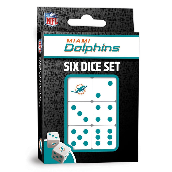 Miami Dolphins Dice Set NFL 6-Piece D6 Gaming Dice MasterPieces 16mm Team Colors Image 1