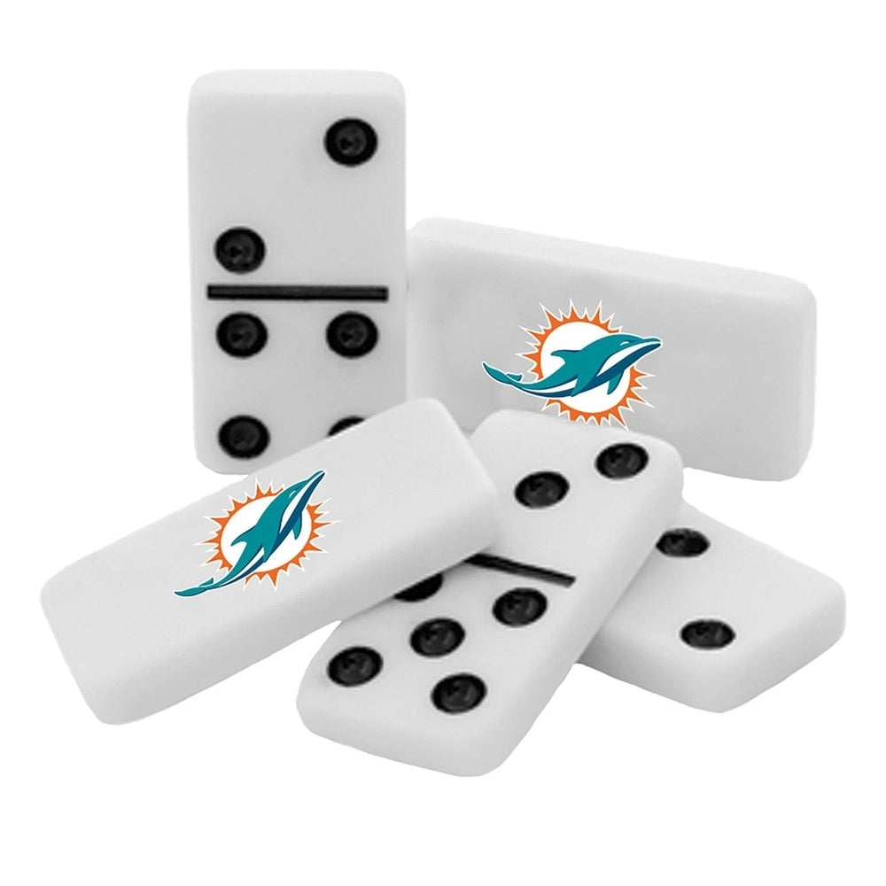 Miami Dolphins Dominoes Set in Collectible Tin Officially Licensed Sports Game Image 2