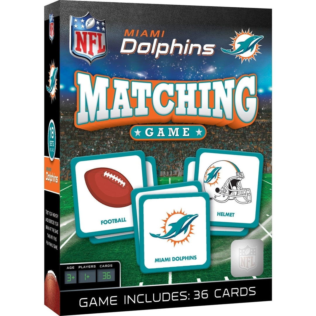 Miami Dolphins NFL Matching Game Family Fun Card Game Memory Game 18 Pairs Image 1