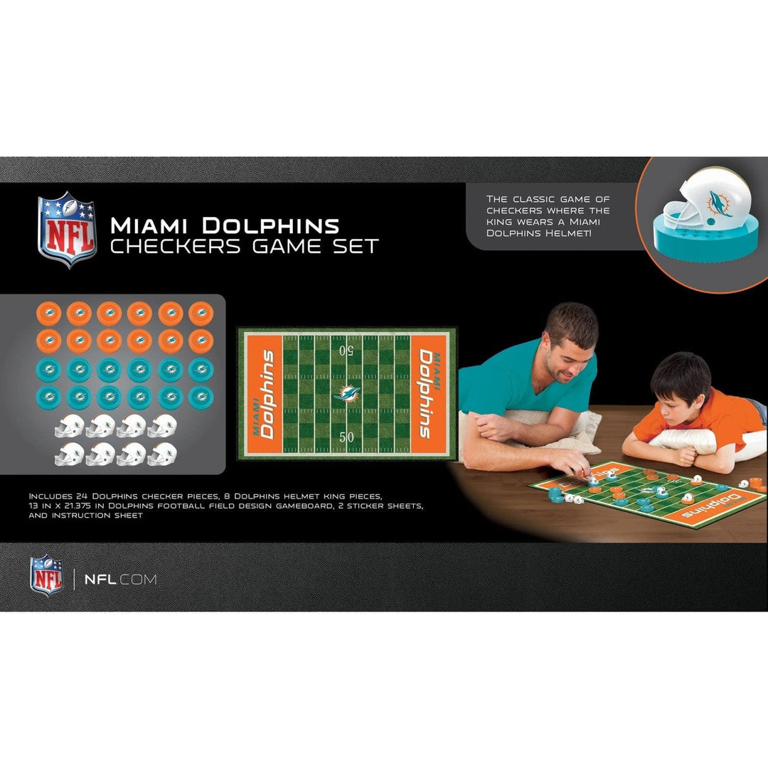 Miami Dolphins Checkers Board Game NFL 24 Pieces 13x21 Game Board with Helmets Image 3