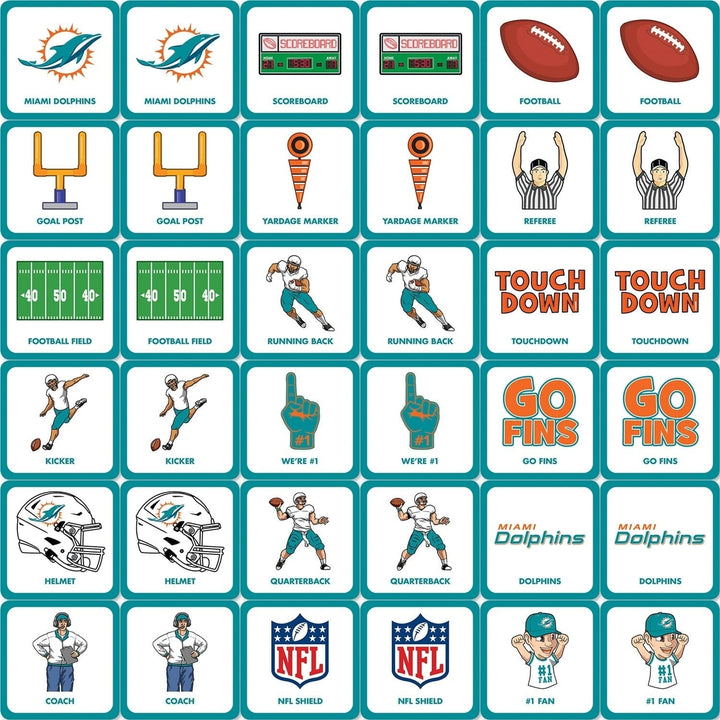 Miami Dolphins NFL Matching Game Family Fun Card Game Memory Game 18 Pairs Image 2