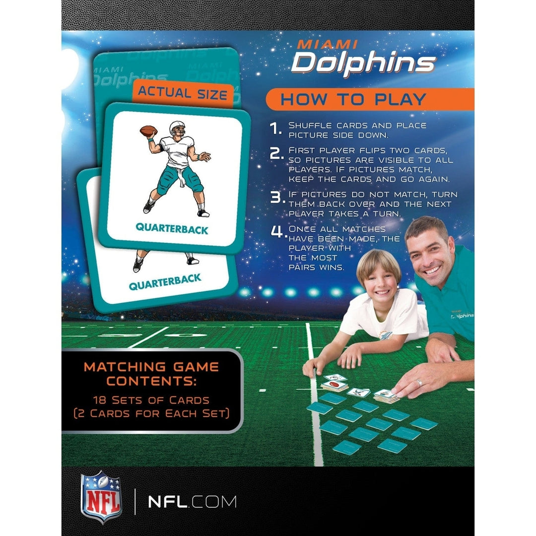 Miami Dolphins NFL Matching Game Family Fun Card Game Memory Game 18 Pairs Image 3