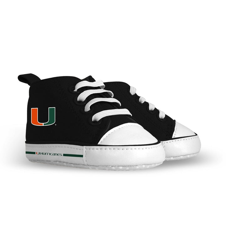 Miami Hurricanes Baby Shoes Unisex High Top Pre-Walkers Soft Fabric Comfortable Image 1