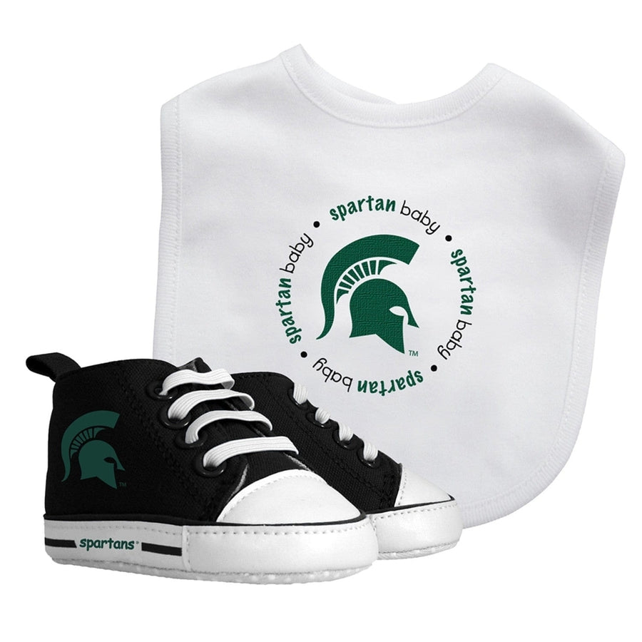 Michigan State Spartans Baby Gift Set 2-Piece Bib Pre-Walkers 100 Cotton Image 1